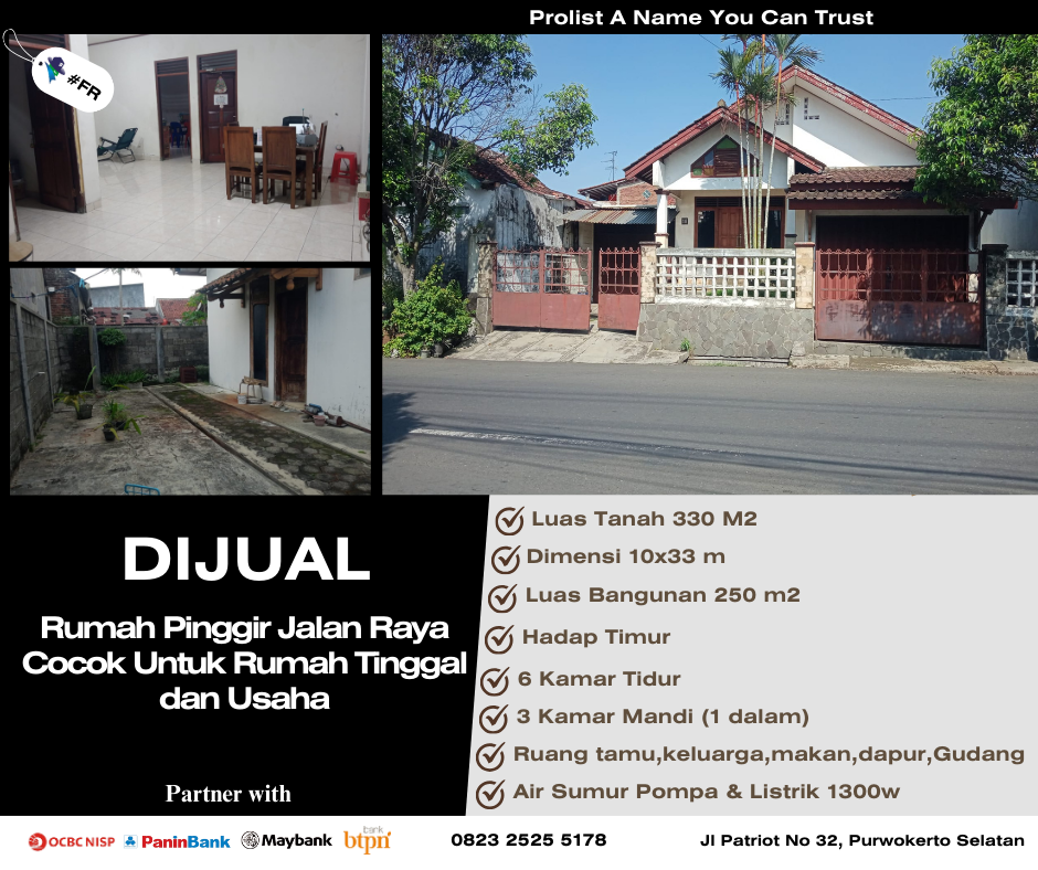 Dijual Rumah Pinggir Jalan Raya Cocok Untuk Rumah Tinggal dan Usaha