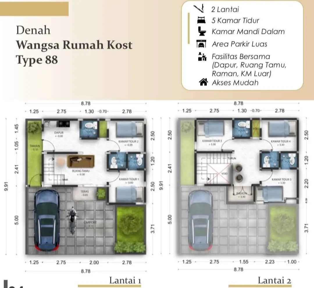 Rumah Kos Modern 2 Lantai Dekat Kampus UNSUD AMIKOM BSI
