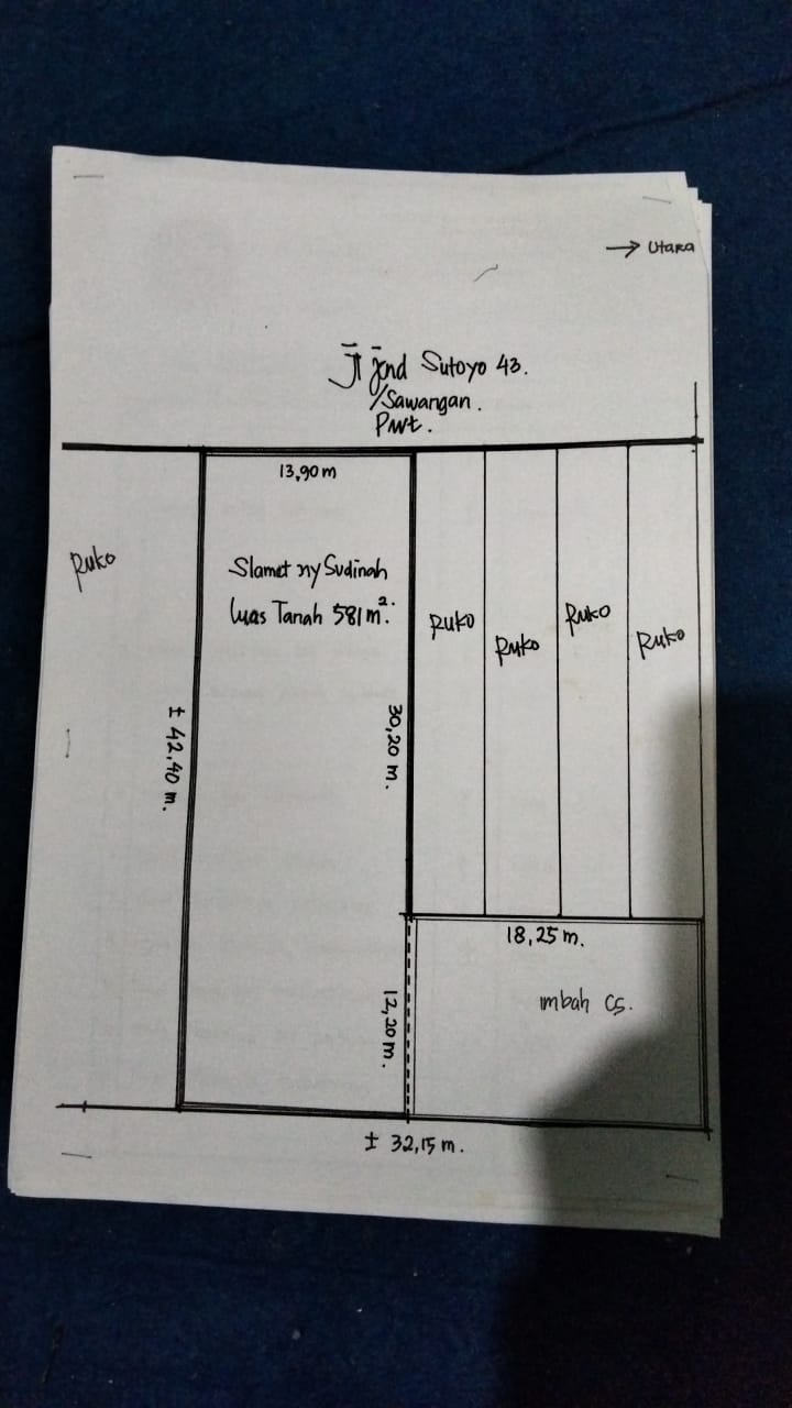 Tanah Pinggir Jalan 41 Ubin, 1 Menit Alun-Alun Purwokerto